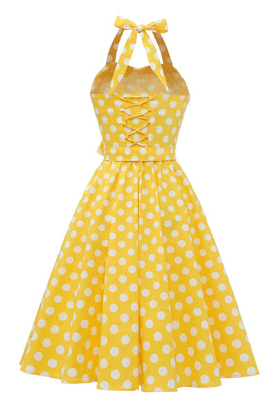 Vestido Pin Up Vintage Lunares Amarillo