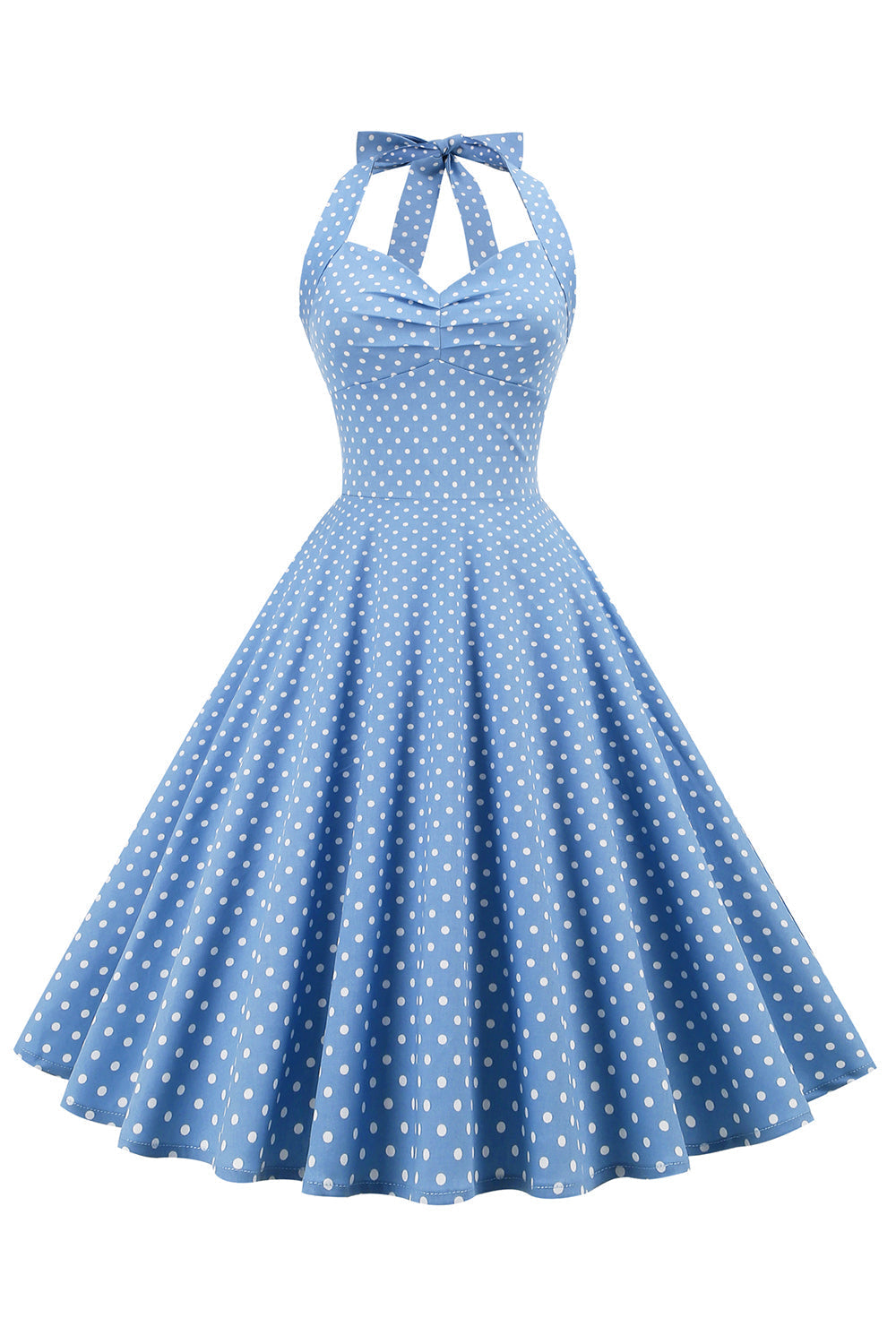 Vestido Retro Sin Espalda De Lunares Para Mujer