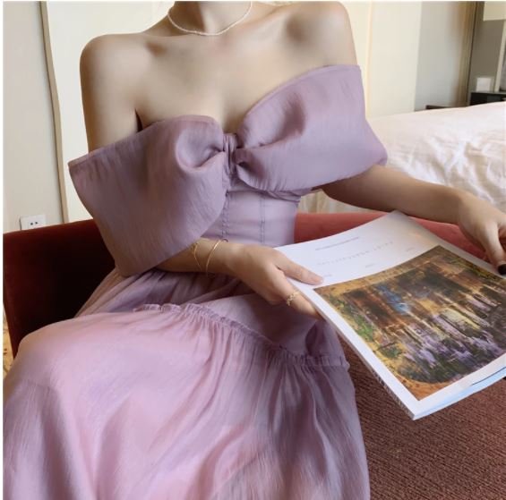 Vestido De Fiesta Lavanda De Los Años 40