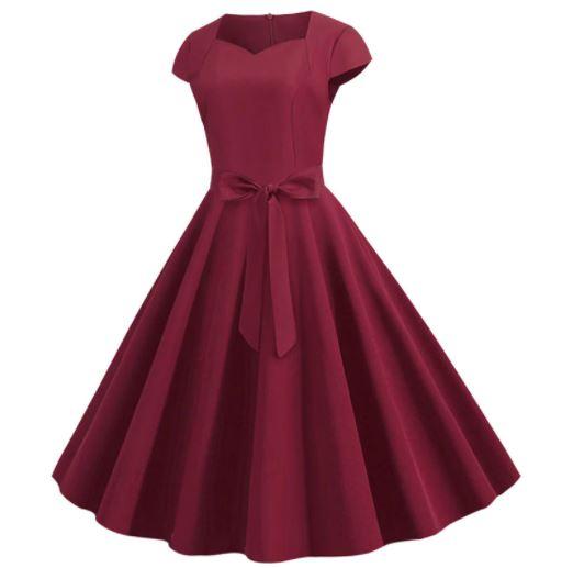 Vestido 50s Vintage Burdeos