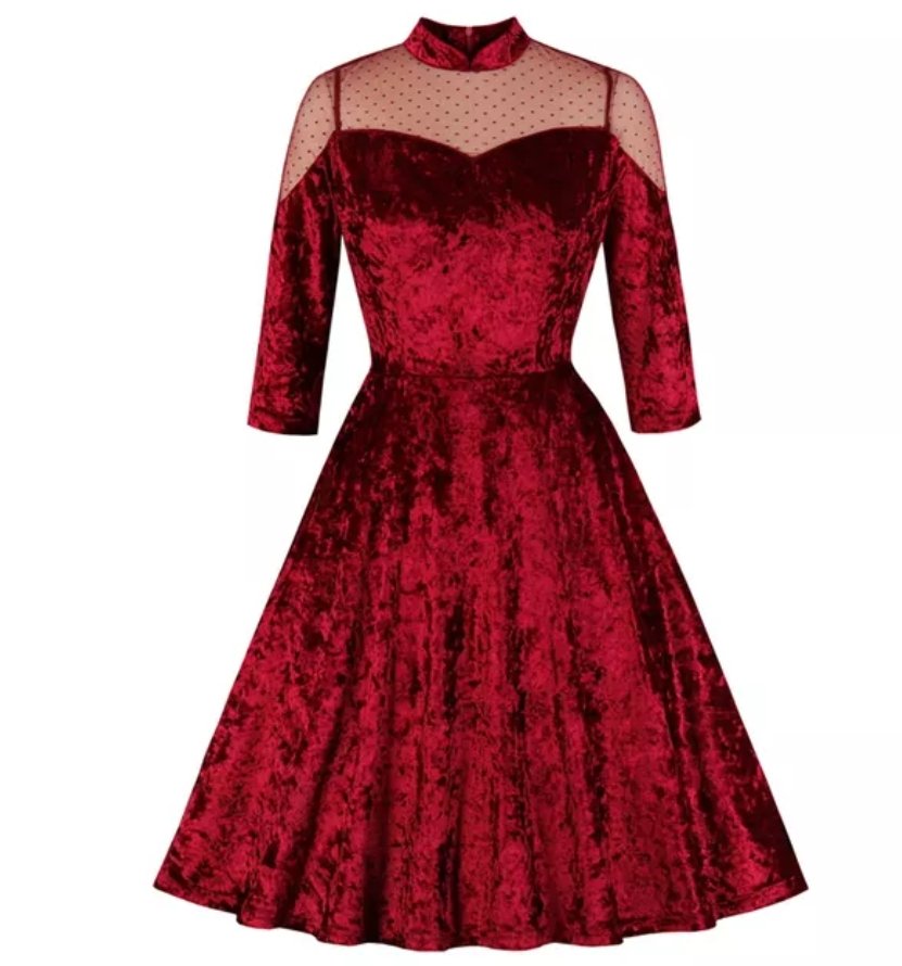 Vestido 60s Vintage Burdeos