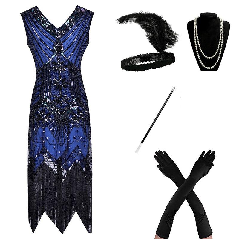 Vestido Charleston De Los Años 20 Azul