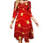 Vestido Mujer 70s Vintage Disco Rojo Con Estrellas