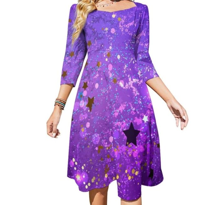 Vestido De Mujer Morado Año 70 Vintage Esmeralda