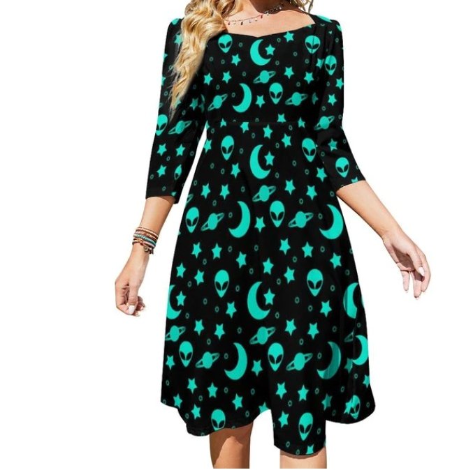 Vestido Mujer Vintage 70s Verde