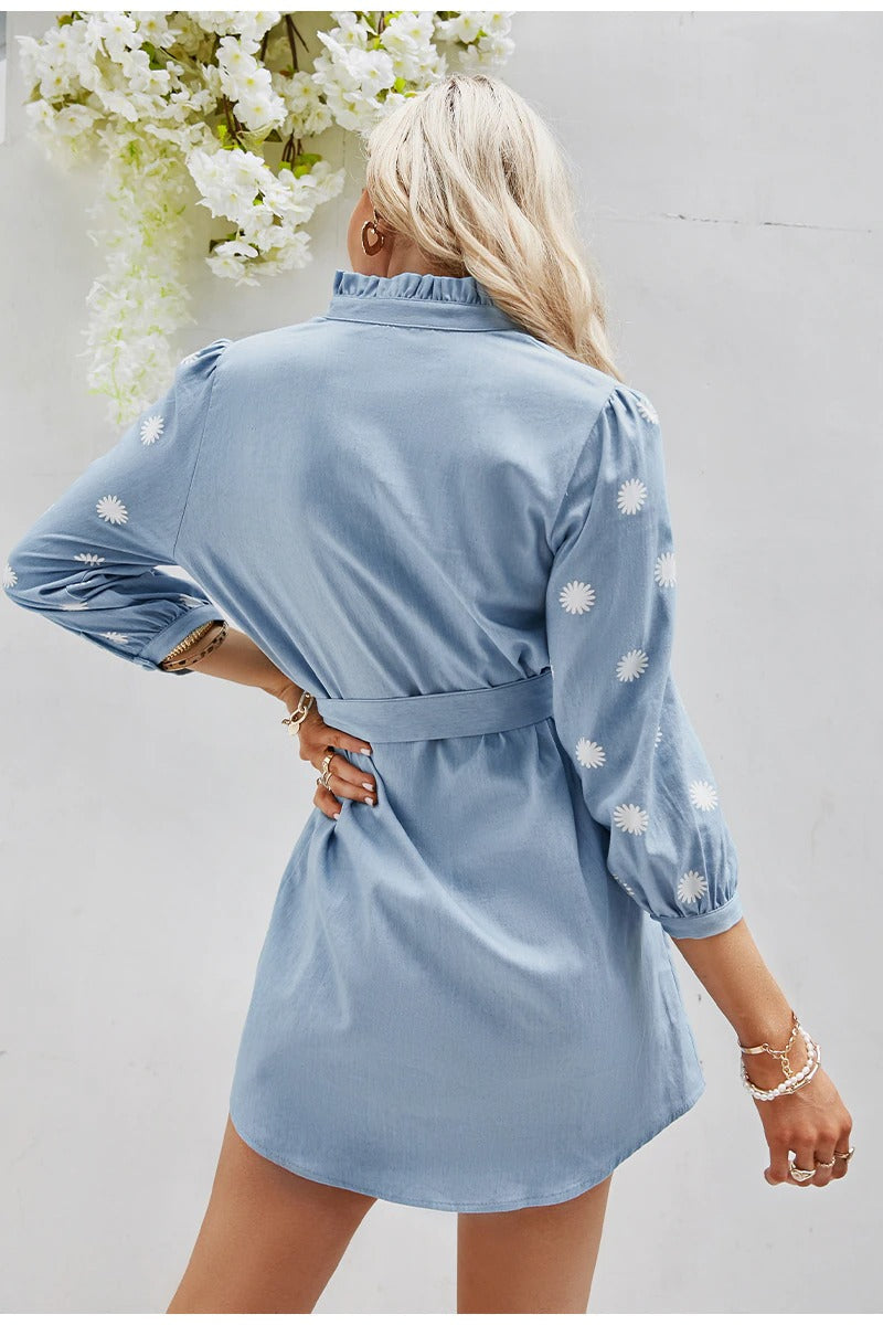 Mini Vestido Vintage Celeste