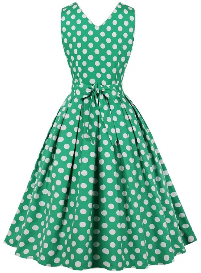 Vestido Little 50s Verde Lunares