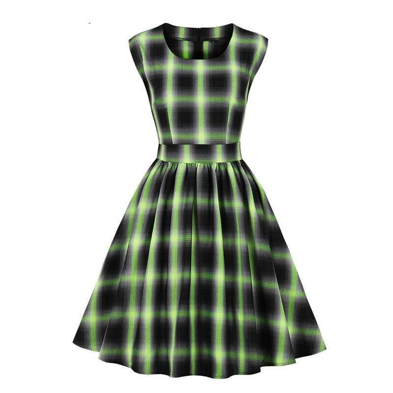 Vestido A Cuadros Vintage Sin Mangas
