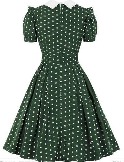 Vestido 60s Lunares Verde