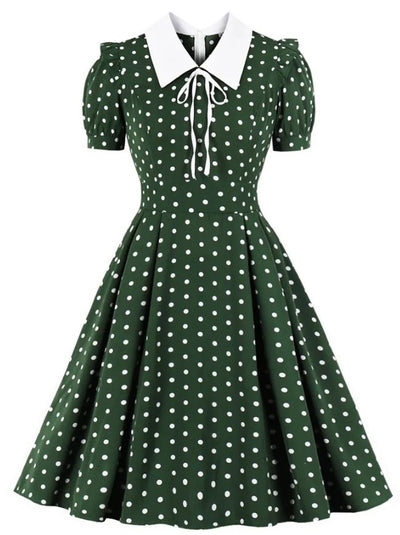 Vestido 60s Lunares Verde