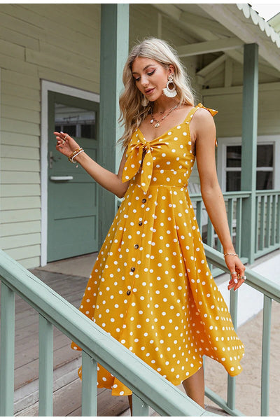 Vestido Vintage Lunares Amarillo