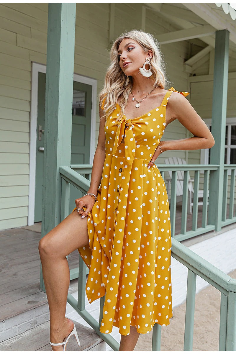 Vestido Vintage Lunares Amarillo