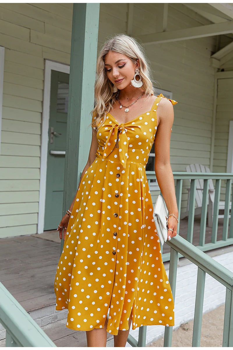 Vestido Vintage Lunares Amarillo