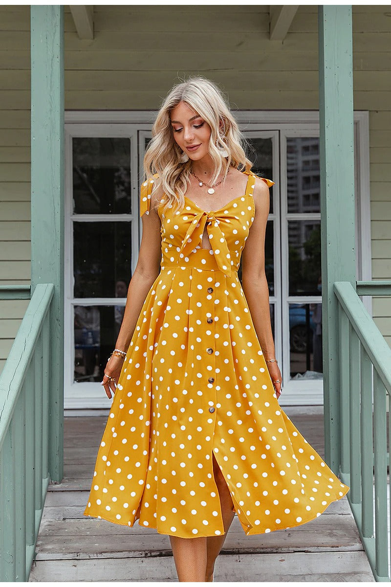 Vestido Vintage Lunares Amarillo