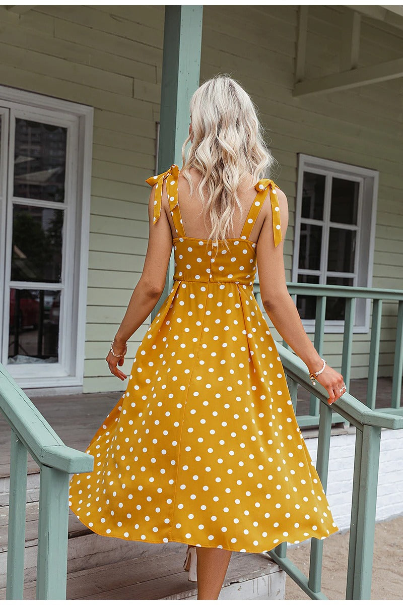 Vestido Vintage Lunares Amarillo