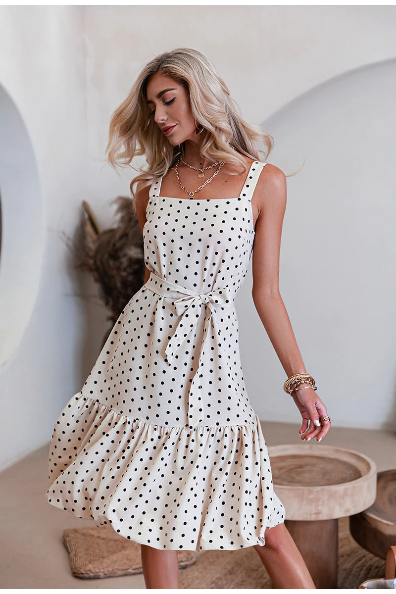 Vestido Vintage De Lunares En Blanco Y Negro