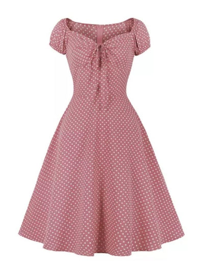 Vestido Rojo Vintage Con Lunares Abiertos