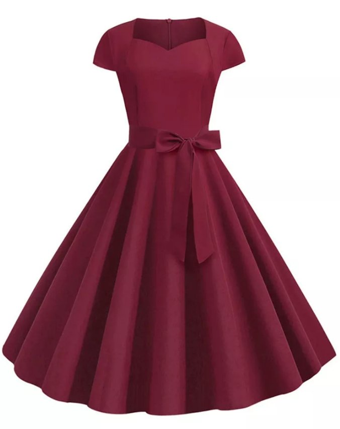 Vestido Americano 50s Burdeos
