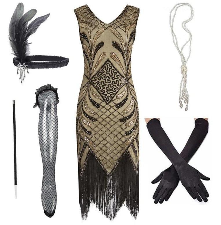 Vestido Chic Años 20 Beige