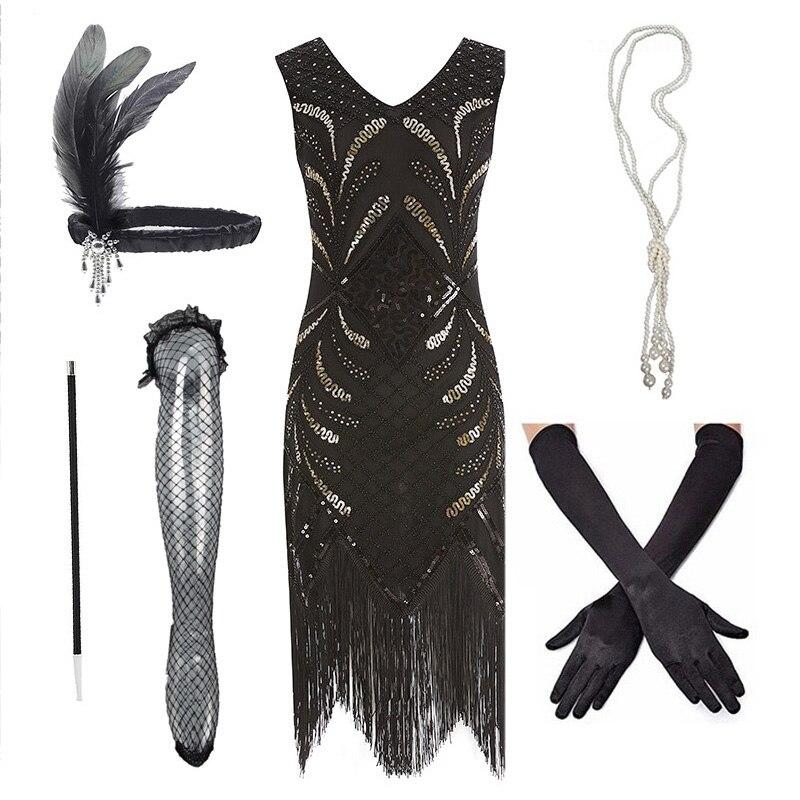 Vestido Elegante Negro De Los Años 20