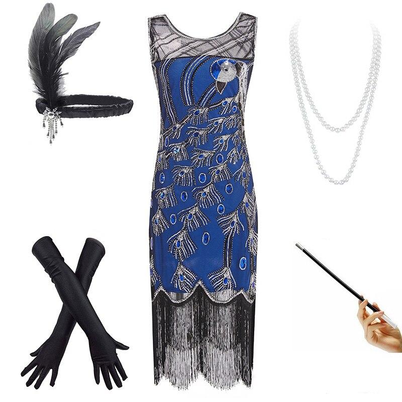 Vestido De Mujer De Los Años 20 Azul