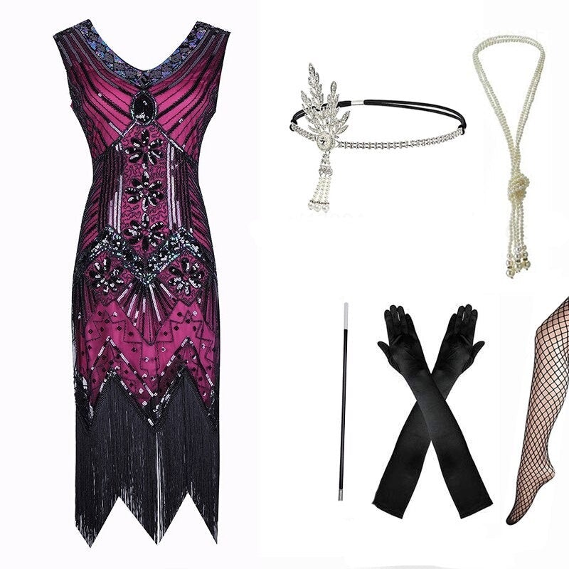 Vestido Rosa De Talla Grande Para Mujer De Los Años 20