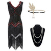 Vestido Gatsby 20s Negro Y Rojo