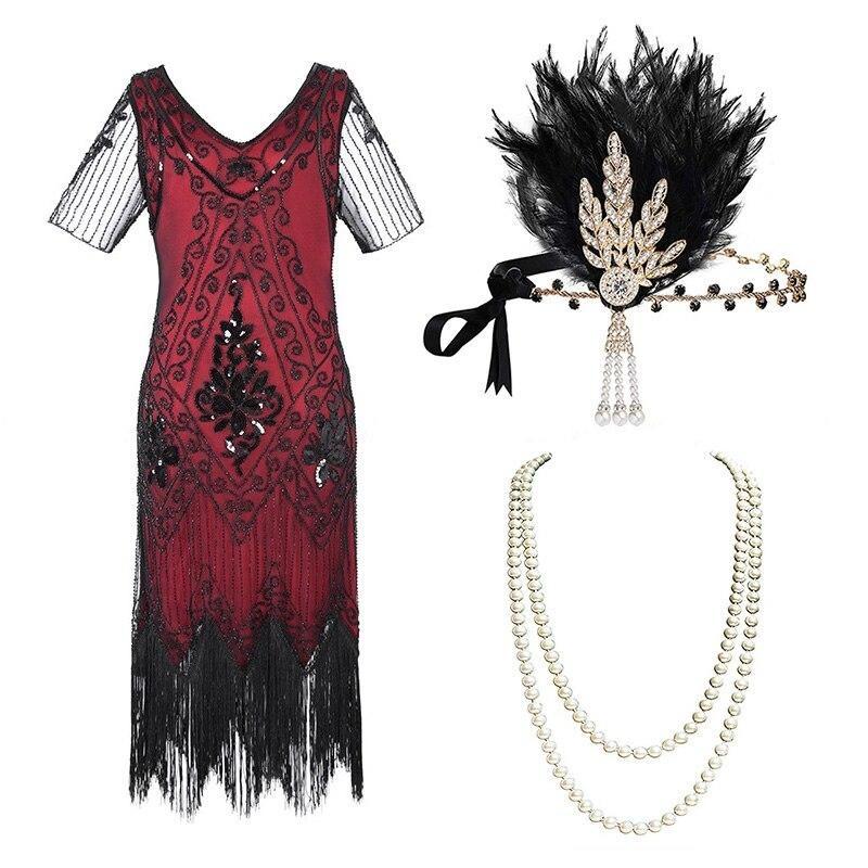 Vestido 20s Rojo Y Negro Talla Grande