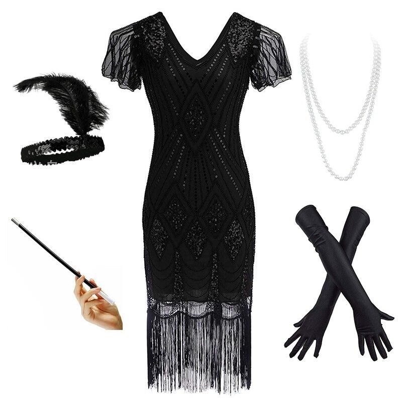 Vestido Prohibición Años 20 Negro