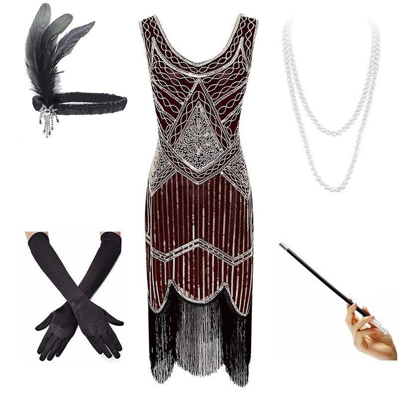 Vestido Vintage Años 20 Burdeos