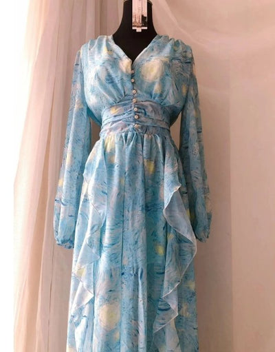 Vestido De Novia Azul Cielo De Los Años 40