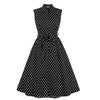 Vestido De Lunares Blanco Negro Vintage Estadounidense De Los Años 50