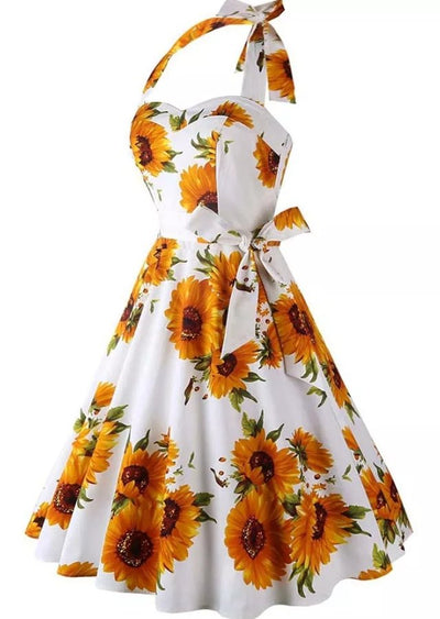 Vestido Años 50 Con Girasoles