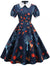 Vestido Floral Años 50 Azul Marino