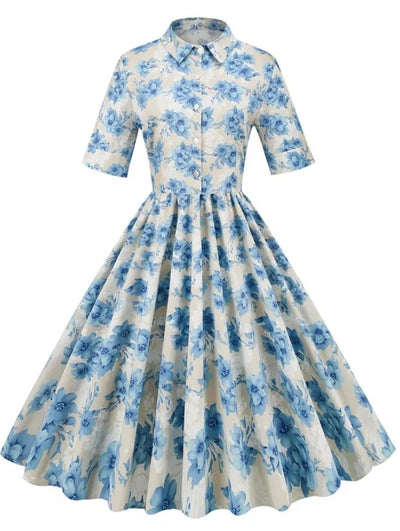 Vestido De Flores De Los Años 50