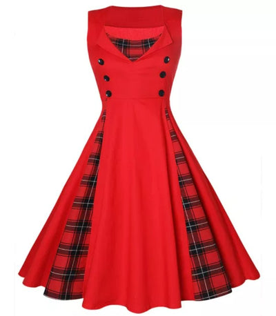 Vestido Rojo Años 50 Talla Grande