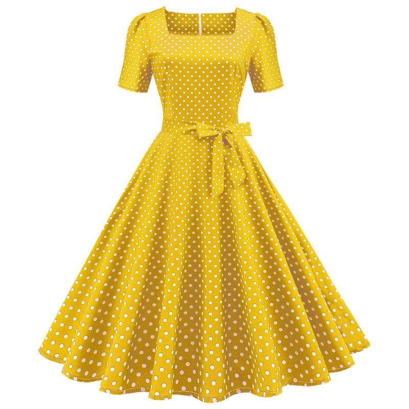 Vestido Amarillo Lunares 50s