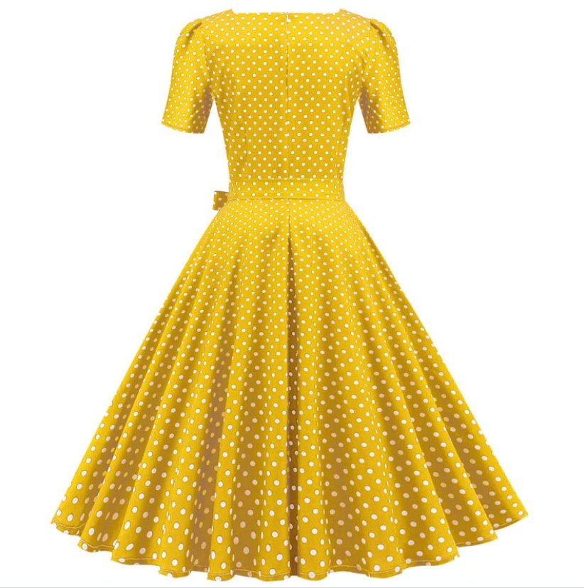 Vestido Amarillo Lunares 50s