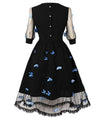 Vestido Azul Mariposas Pin Up 50s