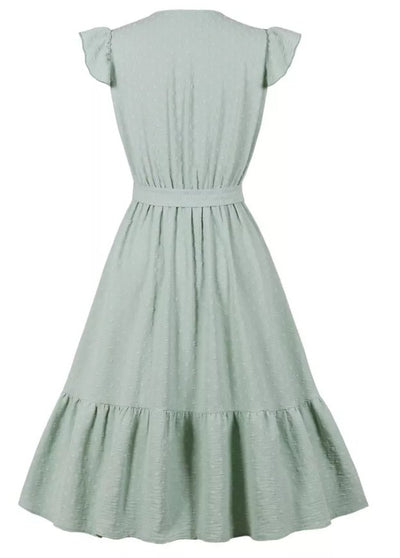 Vestido Pin Up 50s Verde Liso