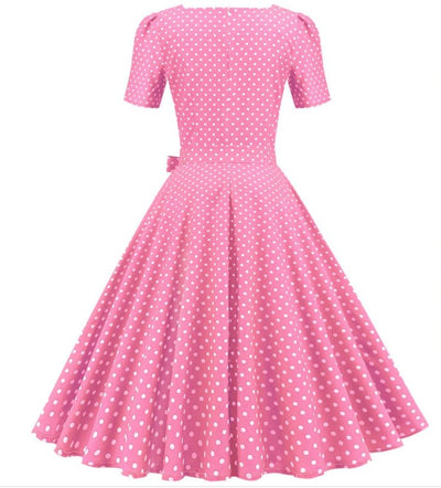 Vestido Rosa Lunares 50s