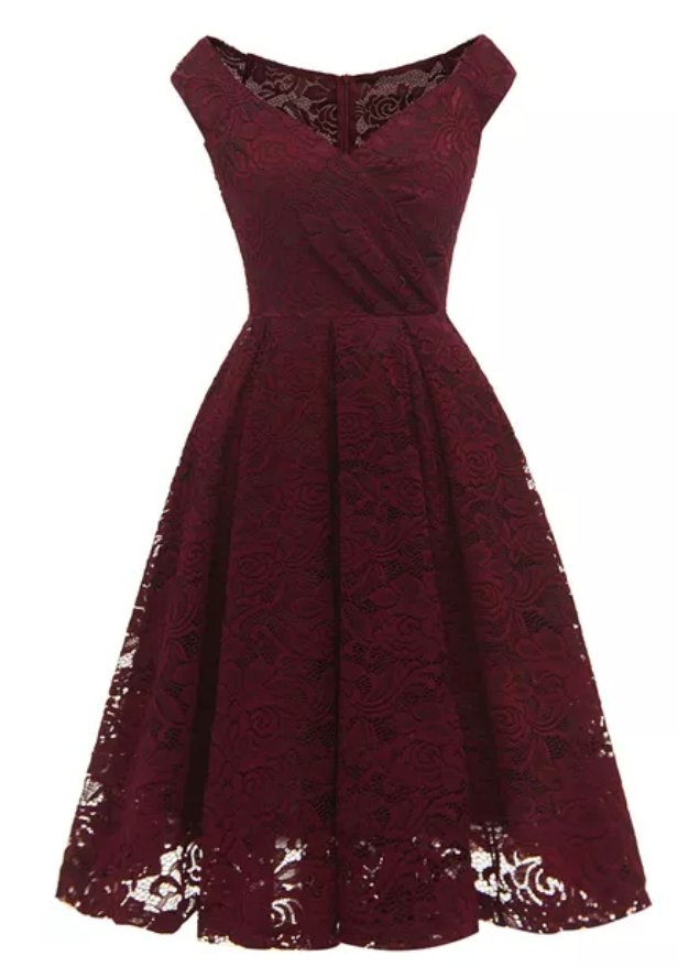 Vestido De Noche Burdeos De Los Años 60