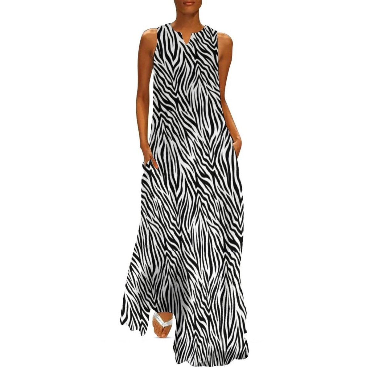 Vestido Vintage 70s Blanco Y Negro