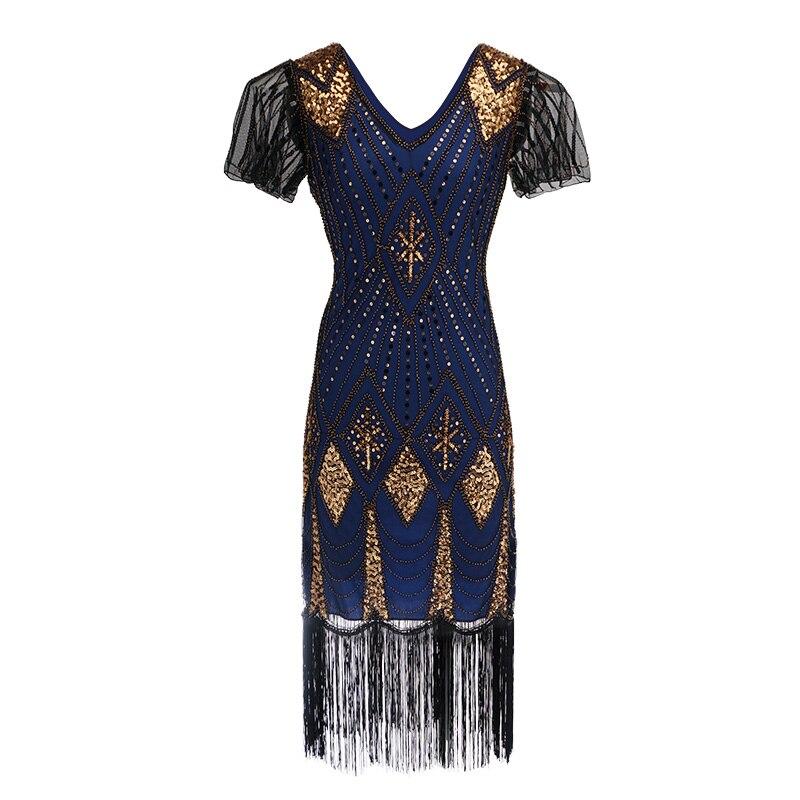 Vestido De Noche Azul De Los Años 20