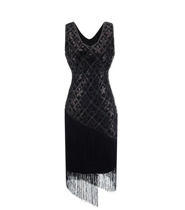 Vestido Negro Talla Grande Vintage 20s