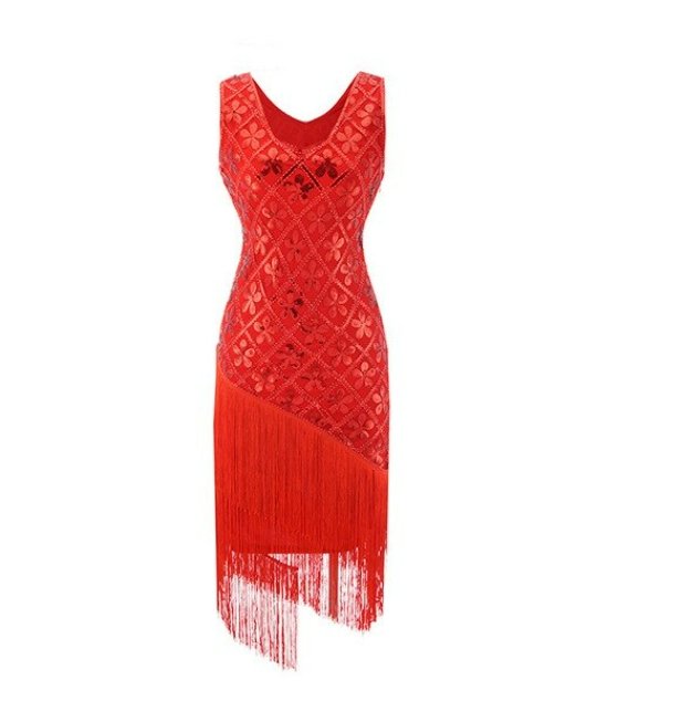 Vestido Rojo Vintage 20s Talla Grande