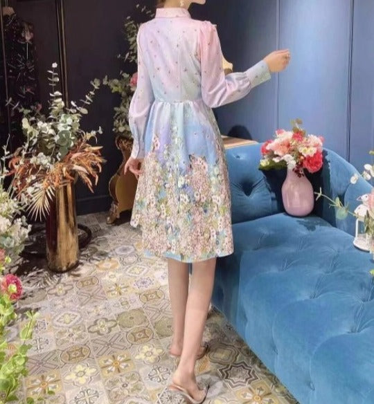 Vestido 40s Cuello Camisero Corto