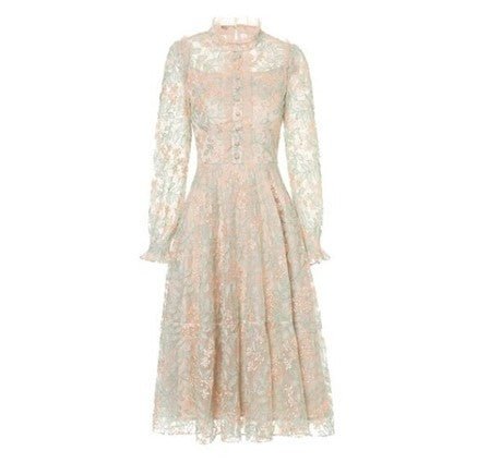 Vestido Vintage Chic 40s Encaje Gris