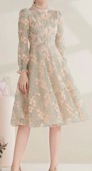 Vestido Vintage Chic 40s Encaje Gris