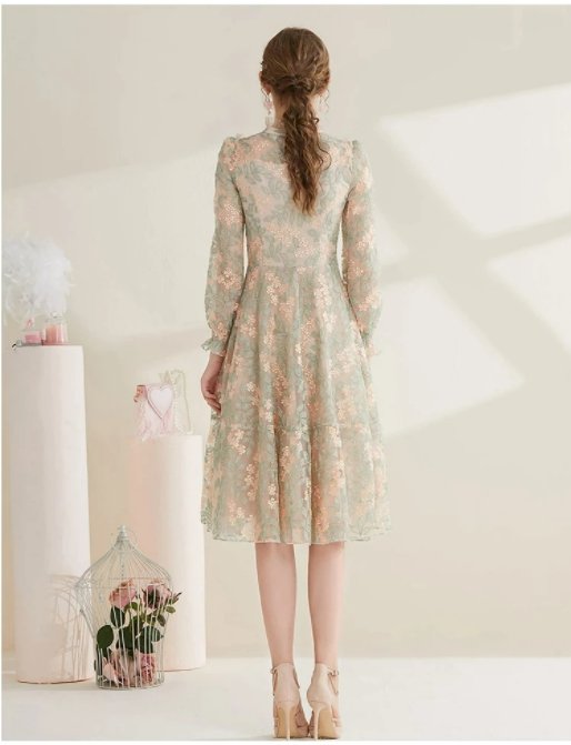 Vestido Vintage Chic 40s Encaje Gris